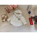 ロエベ風 キッズ ストライプ フードシャツロエベloewe子供服ウェア激安韓国風男の子 女の子 ロエベロゴ刺繍ストライプシャツ フード付き 90-170 サイズ