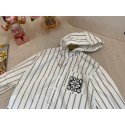 ロエベ風 キッズ ストライプ フードシャツロエベloewe子供服ウェア激安韓国風男の子 女の子 ロエベロゴ刺繍ストライプシャツ フード付き 90-170 サイズ