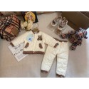 バーバリー風 キッズセットアップ男の子女の子バーバリー Burberry子供服秋冬チェック柄 テディベア刺繍 キルティング 2 点セット洋服韓国風ハイブランド