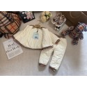 バーバリー風 キッズセットアップ男の子女の子バーバリー Burberry子供服秋冬チェック柄 テディベア刺繍 キルティング 2 点セット洋服韓国風ハイブランド