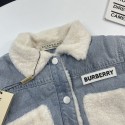 子供キッズブランド服バーバリー Burberryキッズ バーバリー風 秋冬保暖 デニムファーアウター加绒加厚 コート男の子 女の子 高品質Burberryおしゃれ