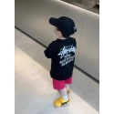 ステューシーキッズ tシャツ子供服可愛いステューシー風 キッズ ブラック ロゴプリント ロングスリーブ T シャツStussy ステューシー韓国風激安キッズロングスリーブ T シャツ