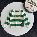 激安フェンディキッズニットセーターFENDI 子供服 秋冬保暖 緑白ストライプ ニットセーターフェンディ子供用ブランド子供洋服韓国風