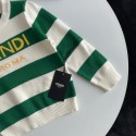 激安フェンディキッズニットセーターFENDI 子供服 秋冬保暖 緑白ストライプ ニットセーターフェンディ子供用ブランド子供洋服韓国風