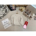 キッズ ロエベ風 ニットセーター高級感 ウマ刺繍 ベージュ男の子 女の子ハイブランドロエベ子供服loewe 秋冬用 キッズおしゃれ可愛いロエベキッズ 洋服
