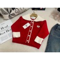 シャネル子供服女の子 キッズ セットアップ 秋冬用 シャネル風 レッドニットカーディガン 2 点セットシャネルブランド子供洋服韓国風CHANEL子供服ウェア激安