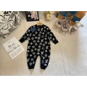 ルイヴィトン ベビー服ロンパース秋冬可愛いLV風 ベビー ブラックモノグラム ニットロンパースルイヴィトン新生児服ブラックモノグラムルイヴィトン秋冬保暖ハイブランド73-100 サイズ幼児用