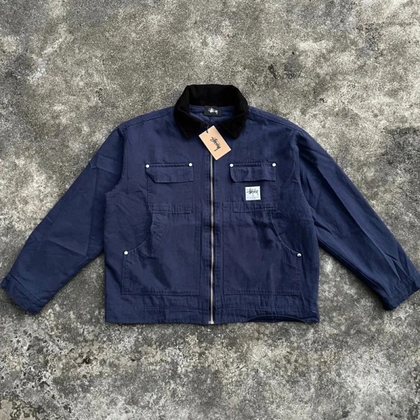 ハイブランドステューシー大人服stussy 服  男女兼用 ネイビー コーデュロイカラー ディトロイトワークジャケット ステューシー韓国風流行り