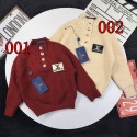 ルイヴィトンキッズニットセーターブランド子供洋服韓国風LV子供服ルイヴィトン風 キッズ カラーバリエーション ロゴアクセント ニットセーター男の子 女の子 （レッド / ベージュ）秋冬保暖