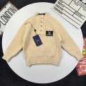 ルイヴィトンキッズニットセーターブランド子供洋服韓国風LV子供服ルイヴィトン風 キッズ カラーバリエーション ロゴアクセント ニットセーター男の子 女の子 （レッド / ベージュ）秋冬保暖