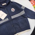秋冬用モンクレール風 キッズ ネイビー フード付き ストライプ ニットカーディガンモンクレールMONCLERニットセーター高品質子供服シンプルハイブランド子供服 コピー