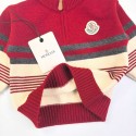 可愛いモンクレールMONCLER子供ニットセーター男の子 女の子モンクレール風 キッズ レッドストライプ ハーフジップ ニットセーター秋冬用モンクレール子供服 おしゃれ ハイブランド韓国風90cm～150cm 対応 