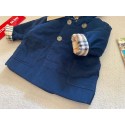バーバリー Burberry 子供服秋冬用 バーバリー風 韓国風ネイビーコーデュロイ フード付きトレンチコートバーバリー秋冬 子供キッズ服ハイブランド子供服コピー