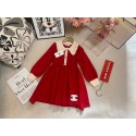シャネルCHANEL女の子レッド ニットワンピースシャネル高級感ブランド子供洋服可愛いおしゃれ90cm～150cm 対応