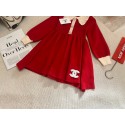 シャネルCHANEL女の子レッド ニットワンピースシャネル高級感ブランド子供洋服可愛いおしゃれ90cm～150cm 対応