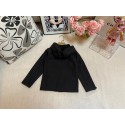 シャネル風 キッズ ブラック ロゴアクセント フード付きジャケット秋冬用シャネルCHANEL子供服キッズ服 ベストブランド子供服ウェア激安シャネルブランド子供洋服韓国風