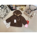 可愛いモンクレール子供服秋冬高品質 MONCLER男の子 女の子モンクレール風 キッズ チョコレートカラー フード付き スエードライクコート