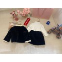 MiuMiu子供キッズ服秋冬キッズ ミュウミュウ風 高級感 ブラックベルベット 3 点セットブランド子供洋服韓国風ミュウミュウブランド子供服可愛い90-140 サイズ