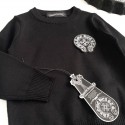 クロムハーツ 子供服男の子 女の子 ハイブランドChrome Hearts キッズ服 長袖tシャツクロムハーツ風 キッズ カジュアル ブラック ロゴニットセーター韓国風