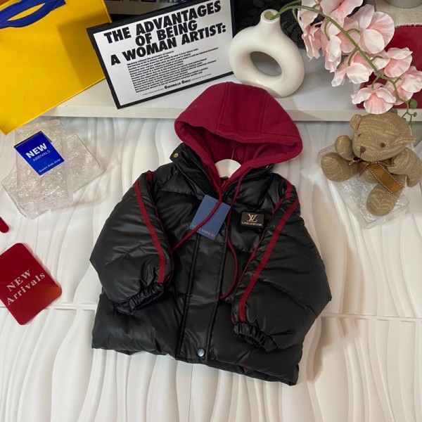 ルイヴィトンLVキッズ服秋冬用可愛いルイヴィトン風ダウン フード付き 男女共用高品質ハイブランド子供服 コピー韓国風90cm～170cm 対応