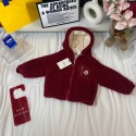 モンクレールキッズボルドーボアフードジャケット ロゴアクセントMONCLER子供服秋冬防寒百搭モンクレールブランド子供洋服韓国風90-170 サイズ