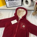 モンクレールキッズボルドーボアフードジャケット ロゴアクセントMONCLER子供服秋冬防寒百搭モンクレールブランド子供洋服韓国風90-170 サイズ