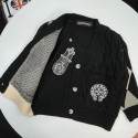 Chrome Hearts 子供服ニットセータークロムハーツキッズアーガイル柄ニットカーディガン クロスロゴパッチ90-150 サイズクロムハーツ男の子 女の子ブランド子供服韓国風