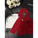 シャネル子供服女の子キッズ秋冬用シャネル風レッドニットカーディガン愛いchanelキッズ CC ロゴフーデッドニットカーディガン レッドシャネルハイブランド