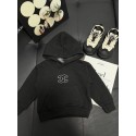 シャネルパーカー キッズブラックCHANEL 風ジュニア CC ロゴプルオーバーパーカー ブラック 日常外出両用ハイブランドシャネル通園 通学男の子 女の子90-170 サイズ 