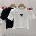 セリーヌキッズ tシャツハイブランド男の子 女の子celine子供服激安男女児用白と黒ハイブランドセリーヌ風ストリートロゴクロップド半袖 T シャツ コーデアクセント百搭