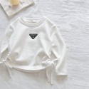 激安プラダpradaキッズ長袖 tシャツ簡約プラダ女の子向け PRADA 風レオパードメタルワッペンカシュクールトップス 可愛いプラダ子供服ブランド子供洋服韓国風