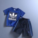アディダスAdidas子供服男女兼用 アディダス風トレフォイルロゴキッズ半袖 T シャツ + ショーツセット ピンク / グリーン / ホワイト / ブルー 4 色展開 100-160 サイズAdidas上下セット tシャツ ショーツ 2点キッズ服