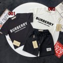 バーバリーキッズセットアップ夏 BURBERRY 子供服ロゴキッズ半袖 T シャツ＋ショーツセットアップ ブラック / ホワイト 90-160 サイズ韓国風バーバリーキッズ服ハイブランド子供服 コピー