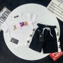 ナイキジョーダン風カラーロゴ半袖 T シャツ＋ショーツセットアップ ブラック / ホワイト 2 色展開 90-160 サイズNike男女兼用子供服 