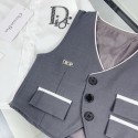 ディオール子供服セットディオール風キッズフォーマル 3 点セットアップ 白シャツ + グレーベスト + パンツ 90-140 サイズハイブランドディオール男の子向け DIOR 風入学式 / 結婚式スーツセット フォーマル