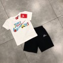ナイキ風子供服セットアップ NIKE 風ジュニア半袖 T シャツ + 黒ショーツ スポーティー お出かけ 通学ナイキキッズ 子供夏服ハイブランド男の子 女の子韓国風