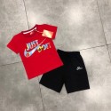 ナイキ風子供服セットアップ NIKE 風ジュニア半袖 T シャツ + 黒ショーツ スポーティー お出かけ 通学ナイキキッズ 子供夏服ハイブランド男の子 女の子韓国風