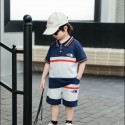 ザノースフェイス子供服セットアップハイブランドTHE NORTH FACE 風ロゴプリントポロシャツ + ショーツセット男の子用春夏ハイブランド韓国風