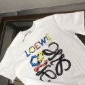 ロエベ風カラフルペイントロゴアナグラムプリント ロエベT シャツ 2 色展開LOEWE 風ブラシストローク調半袖 T シャツ ユニセックスハイブランド男女兼用