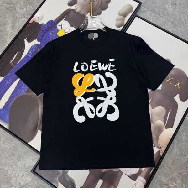 LOEWE 風tシャツ男女兼用カジュアルロエベ風アナグラムプリントオーバーサイズ T シャツ 2 色展開ハイブランドロエベ大人服春夏韓国風