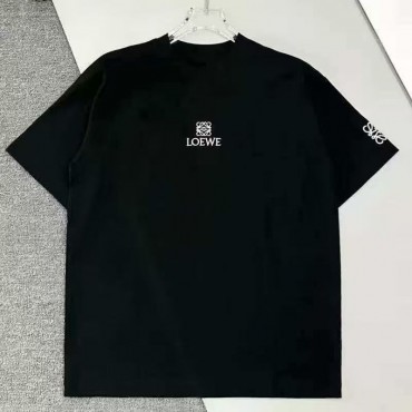 ロエベLOEWE 半袖 T シャツ ユニセックスハイブランド白と黒ロエベ風 大人カジュアル T シャツ無地カジュアルロエベ春夏用 T シャツ プレゼントLOEWE 風 シンプルロゴ刺繍 