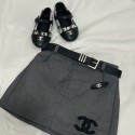 シャネル風 CC ロゴ刺繍 グレースカート × ショーツ キッズセットアップCHANEL 風 子供服ウール調スカート 2 種セット 女の子用ハイブランド
