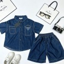 プラダキッズセットアップ夏  PRADA子供服プラダ風 三角ロゴプレート デニムセットアップハイブランド男の子プラダ子供服 韓国風