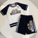 モンクレールキッズセットアップ ハイブランド MONCLER子供服 テディベアプリント ラグラン切替半袖 T シャツ + ショーツ キッズ上下セットモンクレールハイブランド子供服コピー