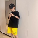 クロムハーツ半袖キッズ T シャツ 黄緑配色馬蹄サークルクロス背面大プリント キッズ黒 CHROME HEARTS 風 子供服オーバーサイズコットン T シャツ 男児ストリート春夏ウェア