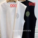 Chrome Hearts 風 馬蹄サークルクロス薄キッズノースリーブタンクトップ 白黒 2 色展開 男女兼用春夏コットントップスクロムハーツ子供服 男の子ハイブランド韓国風