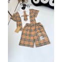 バーバリーキッズセットアップ 夏Burberry 風 クラシックヴィンテージチェック 男の子キッズ2点セット 子供服Burberry高品質記念写真映え ヴィンテージチェックキッズ 3 点セット 馬騎士ロゴ刺繍ショーツ 男の子誕生日プレゼントお出かけ服