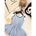 ミュウミュウ子供服女の子ブランド子供洋服可愛いMiuMiu 風 キッズワンピース ノースリーブ 水色リボンプリント 女児 春夏ガーリーハイブランド子供服ミュウミュウ女の子洋服