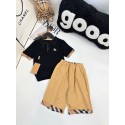 バーバリー子供服セットBurberryキッズ 2 点セット 半袖ニットポロ ハーフパンツ 男女兼用 春夏カジュアル子供服韓国風バーバリー 馬騎士刺繍ロゴ 男女兼用キッズ春夏カジュアルお出かけ子供服