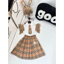 バーバリー風子供服 セットアップヴィンテージチェック 女の子2 点セット フリル袖シャツ プリーツスカート フォーマルハイブランド子供服 コピーBurberry 女の子洋服小中学生激安バーバリーキッズ セットアップ女の子
